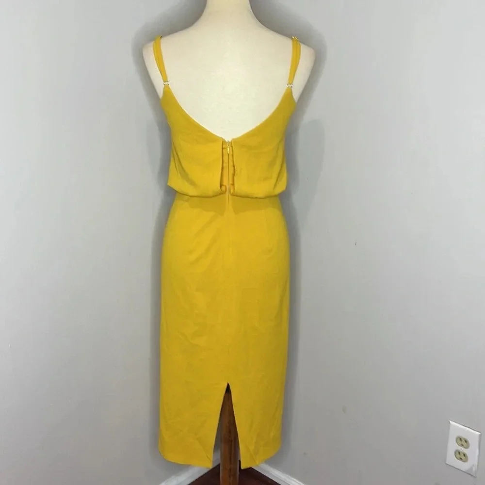 DRESS THE POPULATION Alondra‎ Blouson Sheath Dress in Marigold Size X-Small